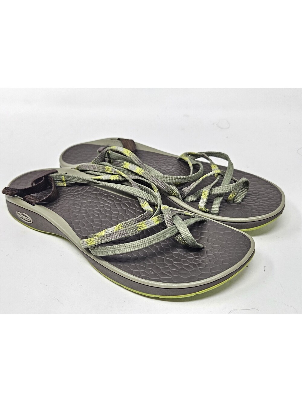 Chaco Women's Green Sandals Women Size 8 Skinny Strap Strappy Slide